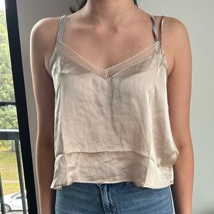 Tan satin tank top